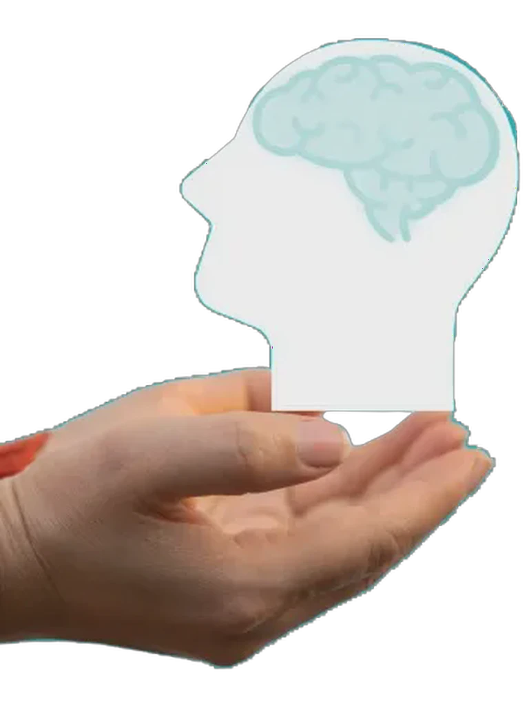 Na ręką jest głowa z&nbsp;mózgiem